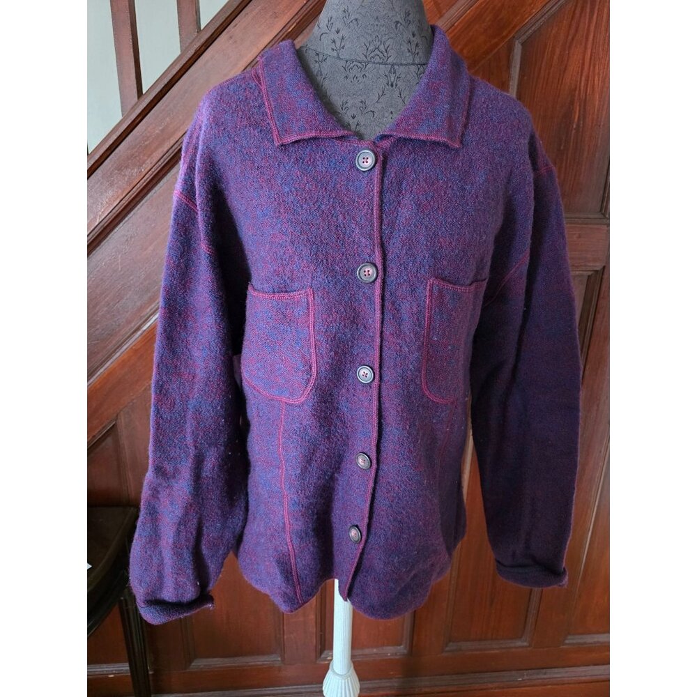 Cherokee Plus Size Wool Blend Button-Up Cardigan Jacket